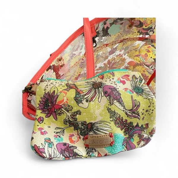 Sakroots Clear Koi Tote Shoulder Purse Coral BeachPool Bag w/Makeup Wallet‎ - Image 4