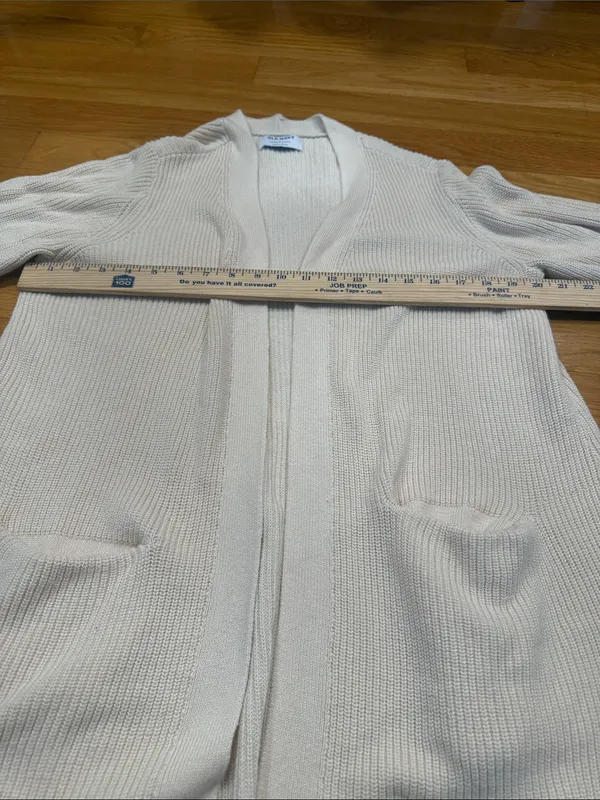 Old Navy cream longline open front Cardigan sweater size large . - Image 7