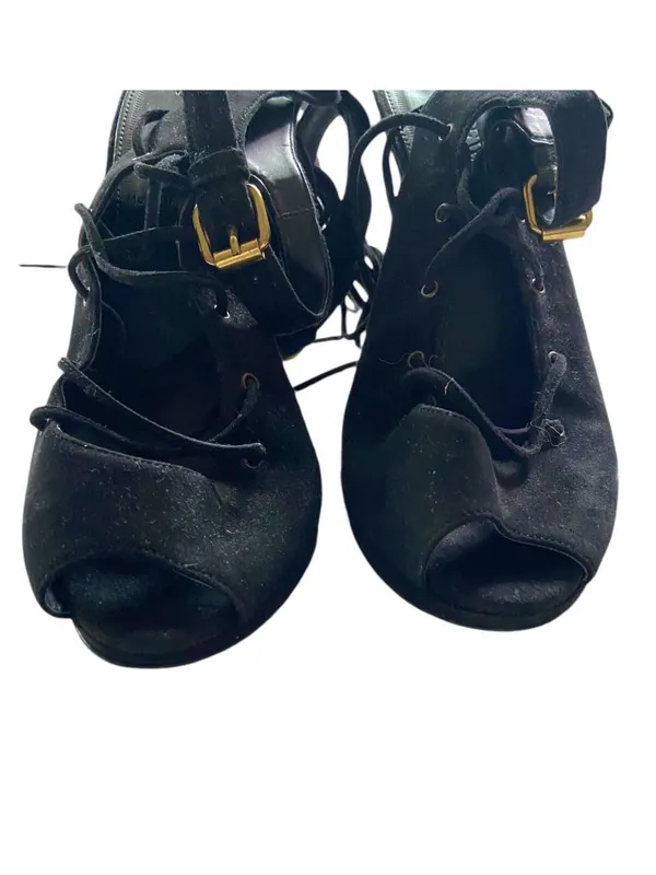 J.Crew Made In Italy Lace Up Heels Black Size 8 Whimsigoth Witchy Renaissance - Image 5