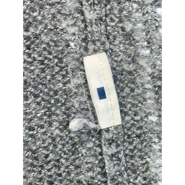Abercrombie & Fitch Gray Open Knit Logo Long Sleeve Cardigan Sweater Top Size XL - Image 4