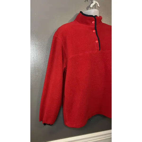 Woolrich Fleece Pullover Womens Medium Red Polartec Snap Mock Neck Outdoor Warm - Image 2