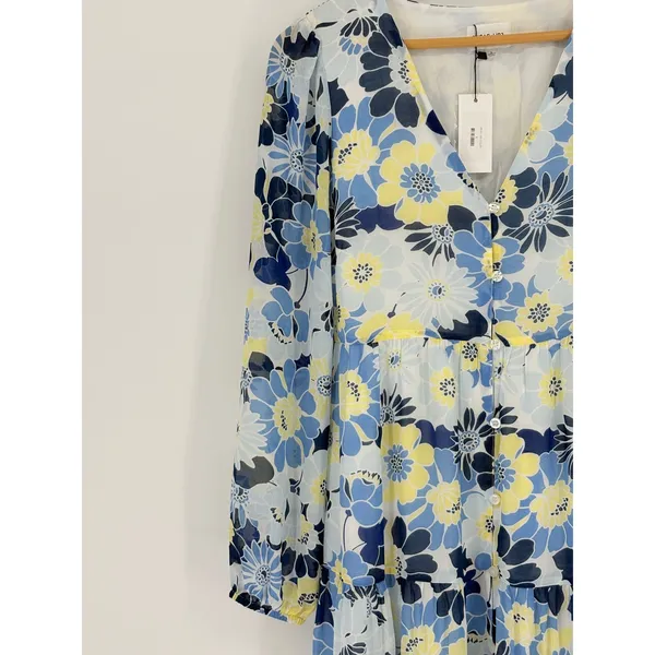 Sugar+Lips Seas The Moment Floral Maxi Dress Small Sky Blue Tiered Boho NWT‎ - Image 5