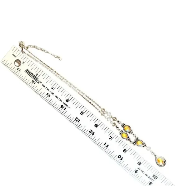 Avon Vintage beaded Teardrop Y Drop Necklace Silver Tone - Image 7