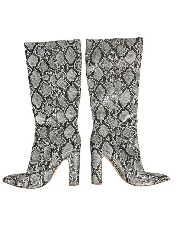 Steve Madden Rouge Gray Snakeskin Faux Leather Point Toe Knee‎ High Boots Size 9 - Image 2