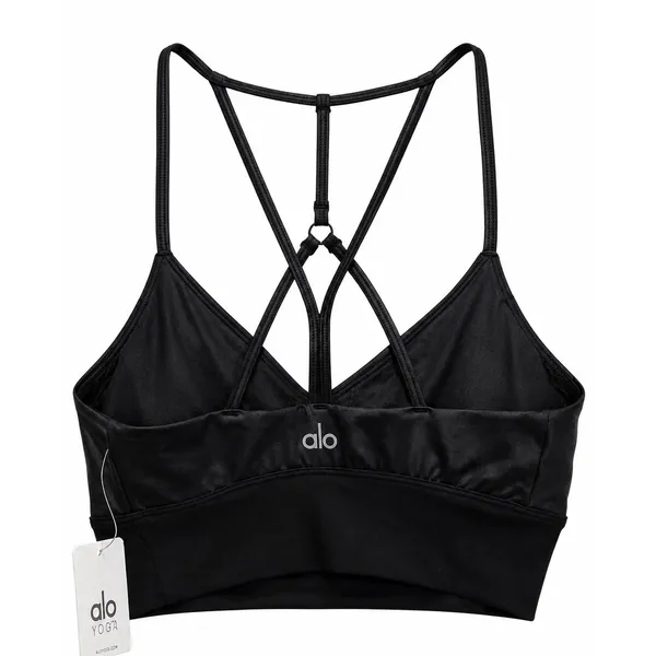 NWT Alo Yoga Lavish Bra Black Strappy Back‎ Mesh Band Sports Bra XS NEW Sold Out - Image 3