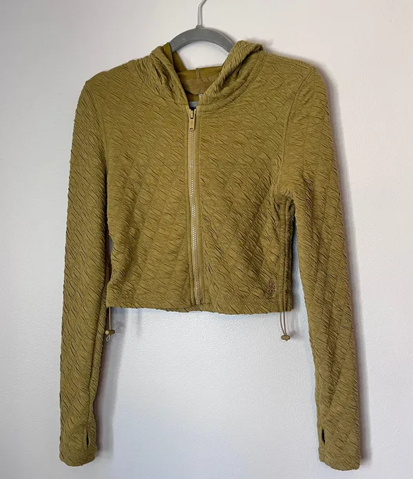 Movement Kadi Quilted Full Zip Lightweight Crop Hoodie Jacket Green - Image 2