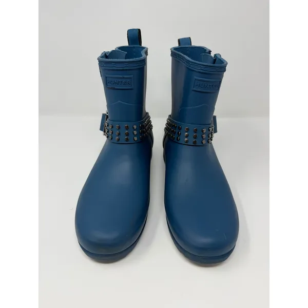 Hunter Refined Stud Biker Rain Boots Matte Blue Ankle Waterproof Studded US 6 - Image 3