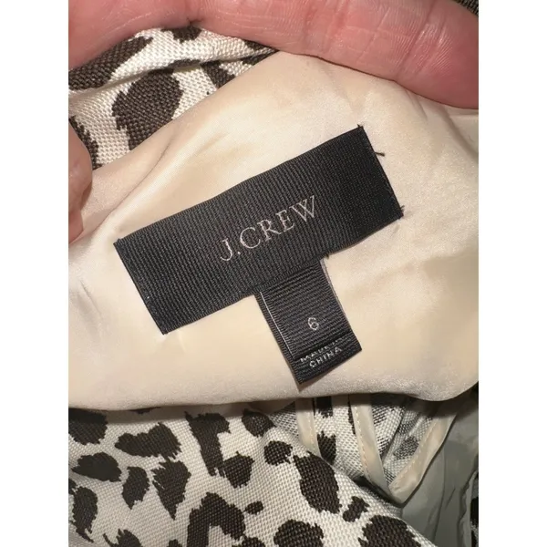 J.Crew Leopard‎ Print Linen-Blend Going-Out Blazer - Size 6 Neutral Animal Print - Image 5