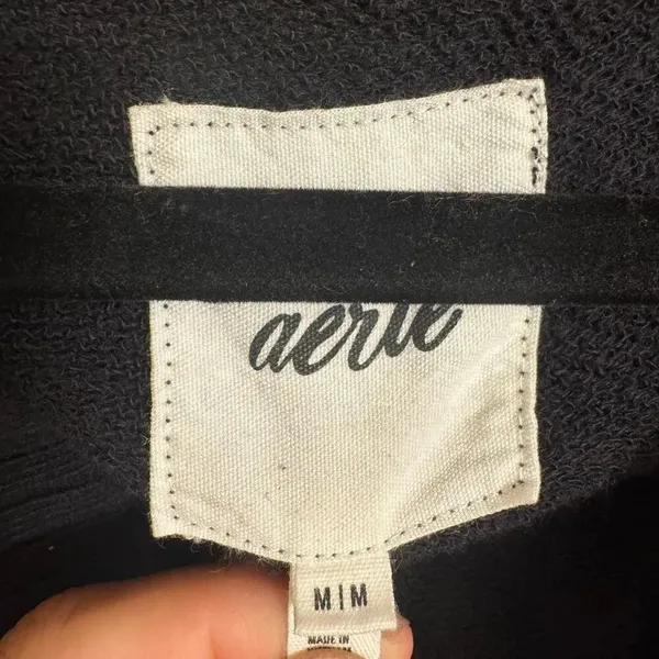 Aerie Black Down To Earth Pullover V Neck Hoodie Medium - Image 3