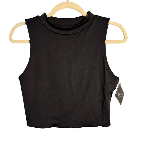 Zaful Women's Black Mock Neck Sleeveless Crop Top Blouse Tank US 4 EU‎ 36 - Image 8