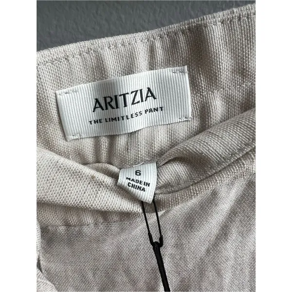 Aritzia The Limitless Pant Linen NWT Natural Ecru Wide Leg Size 6 - Image 8