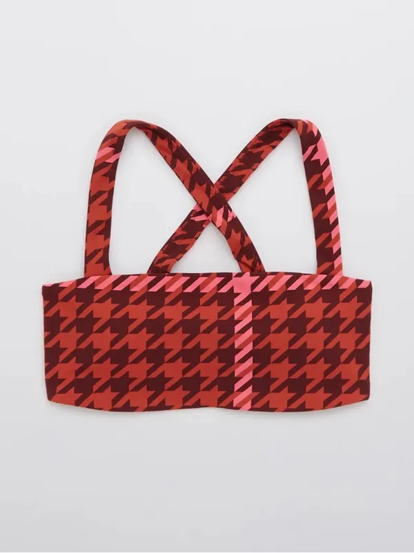 NWOT Offline by Aerie Red & Pink Patterned Crop Bralette Size XL - Image 7