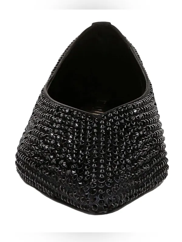 Sam Edelman Nita Pointed Toe Flat Black Satin Studded Sz 7 New In Box Dust Bags - Image 5