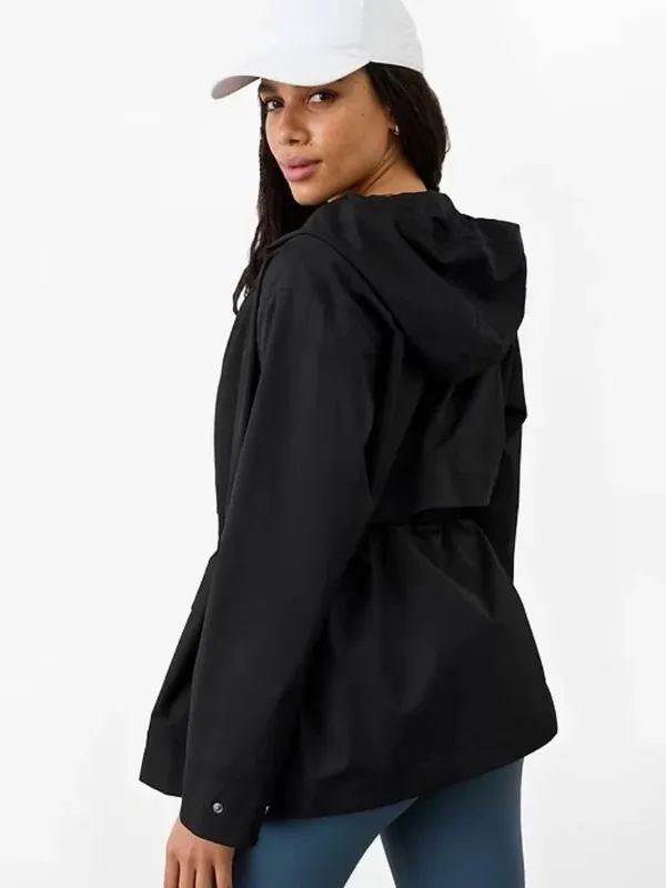 New Athleta M Utility Rain Jacket Black Medium Regular - Image 2