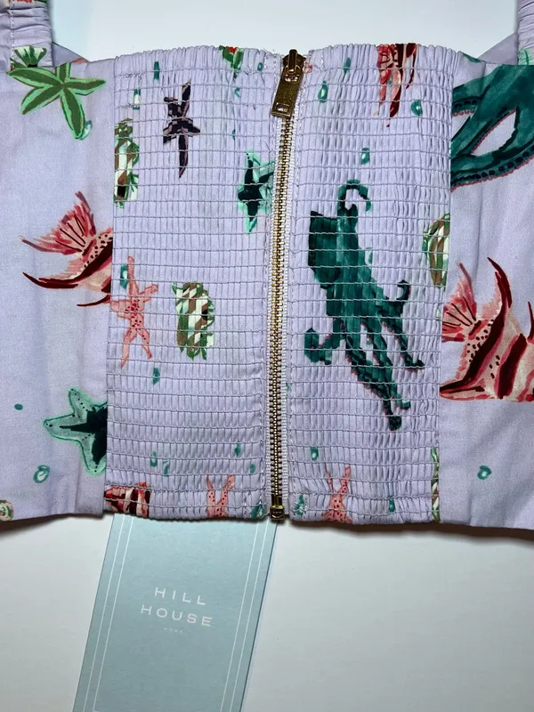 Hill House The Isabella Sea Creatures Lavender Puff Sleeve Crop Top size small - Image 3