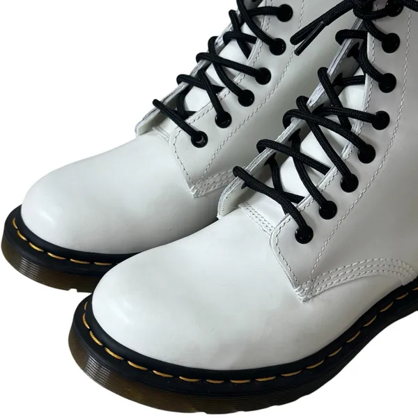 Dr. Marten's Patent Leather White 1460 Lace‎ Up Boots Capsule Grunge Rocker 8 - Image 4