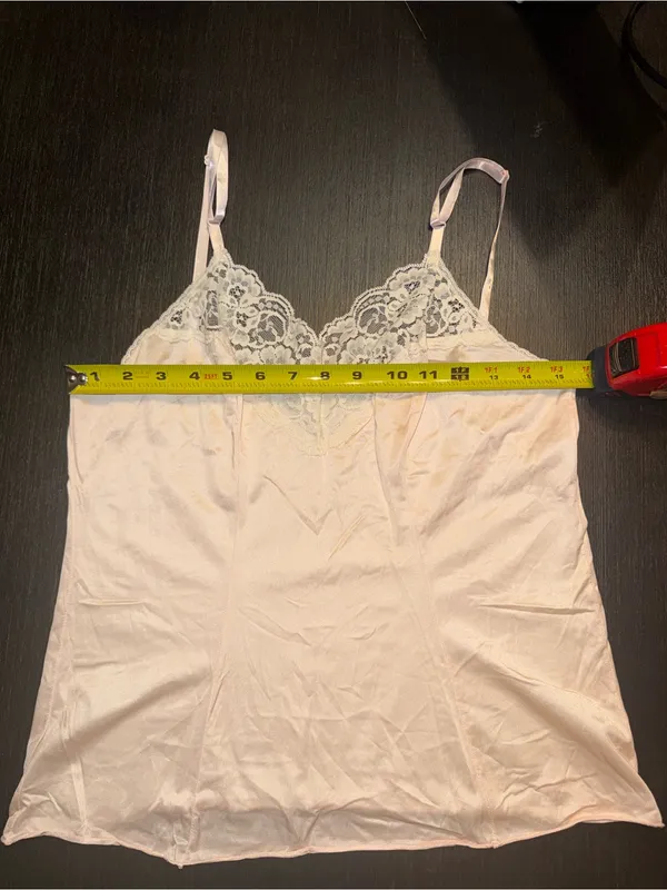 Vanity Fair Vintage Y2K Blush Pink Satin Lace Trim Cami Tank Top Romantic - Image 4