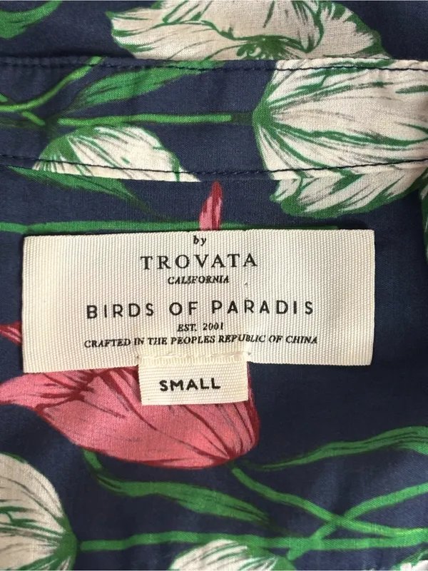 Trovata birds of paradise short sleeve blouse silk/cotton size small - Image 4