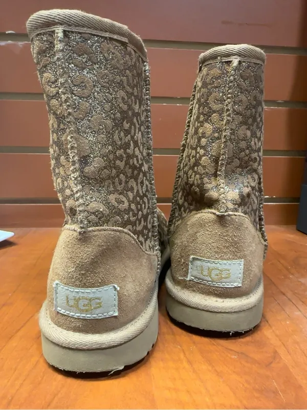 UGG Leopard-Pattern Suede Mid-Calf Boots in Beige - Image 7