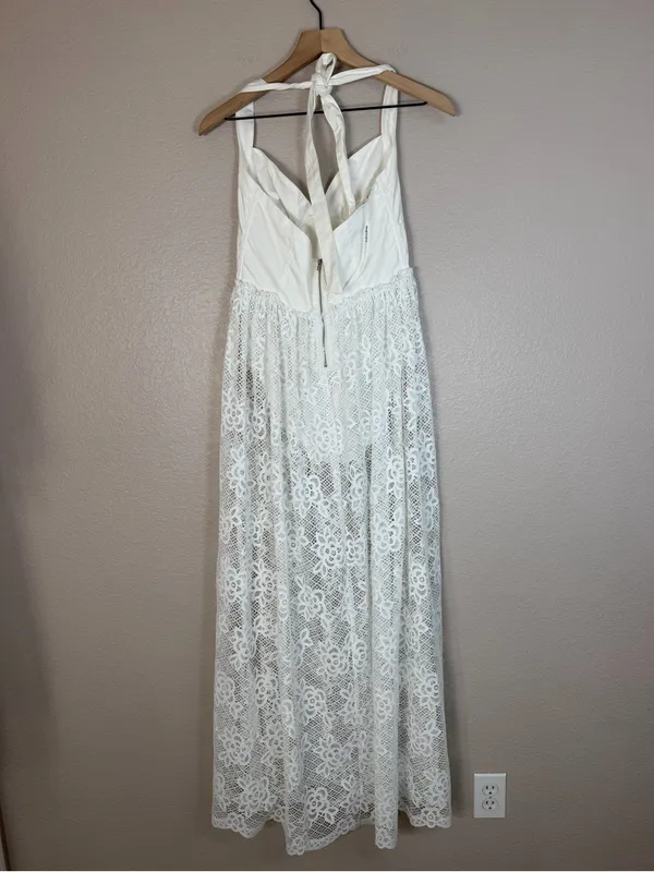 For Love & Lemons Sonnet Lace Maxi Dress White Small NEW $389 Bride Bridal - Image 9