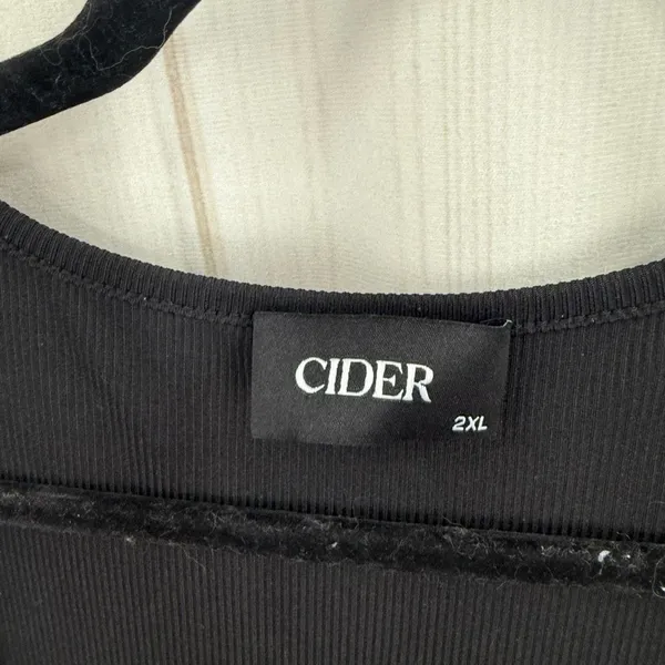 Cider Women’s 2XL Black Ribbed Wide Leg Jumpsuit Plus Size Stretchy - Image 3