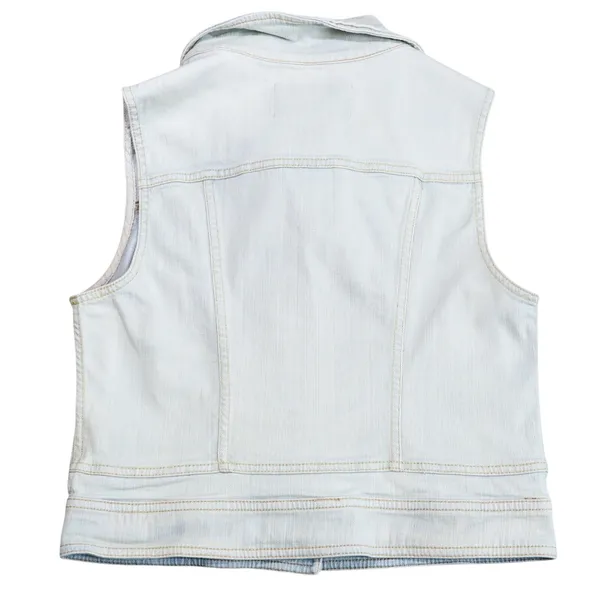 Pilcro and the Letterpress Denim Vest Women Medium Light Wash Blue Stretch Crop - Image 2