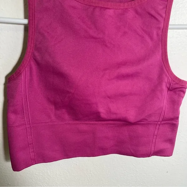 J. Crew Women's Sculpt Stretch High Sports Bra Hot Pink Magenta Crewneck Long‎ - Image 4