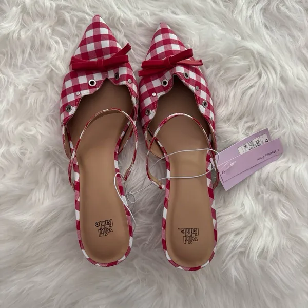 Wild Fable Red Gingham Bow Kitten Heels Size 9.5 - Image 3