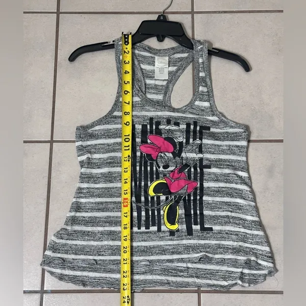 Disney‎ Minnie Mouse Women Stripe Sleeveless Tank Top Gray Size M. - Image 5