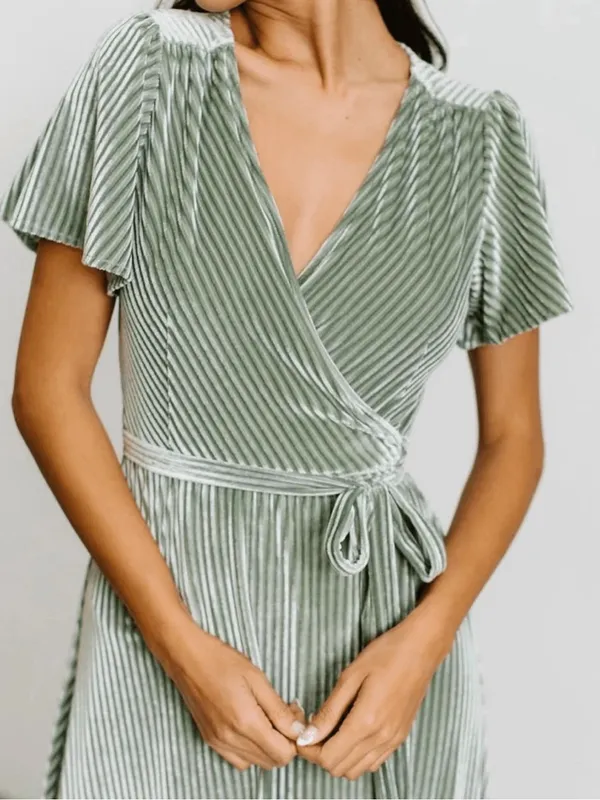 Baltic Born Andi Ribbed Velvet Wrap Maxi Dress size Medium Dusty Sage Green NEW - Image 2