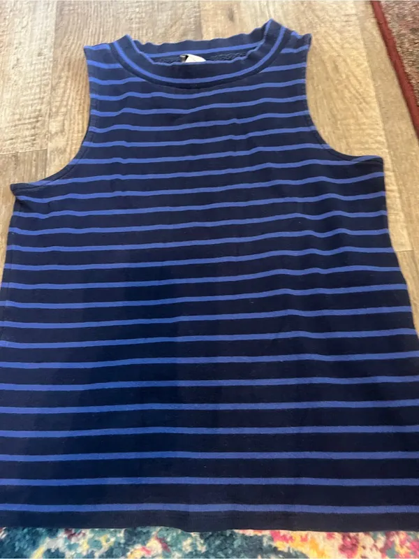 Anthropologie postmark navy striped top L - Image 6
