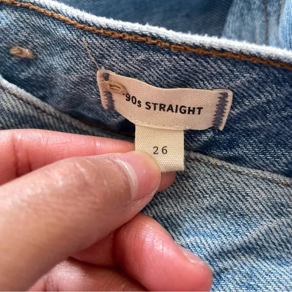 Madewell Jeans Womens 26 Blue 90s Straight High Rise Light Wash Distressed - Image 6