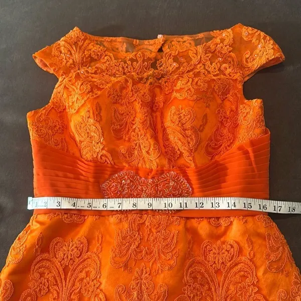 Women’s Orange Tea Length Formal Mother of the Bride Dress Corset Back Size 14 - Image 8