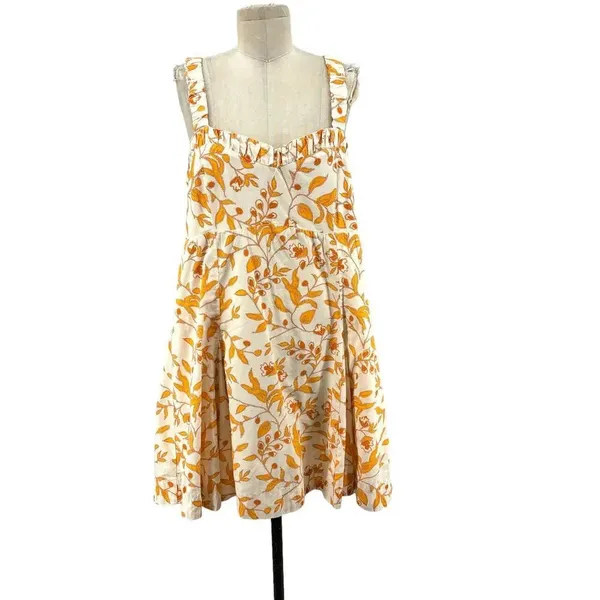 Anthropologie Maeve Sweetheart Mini Dress Floral Print Cream Orange Size XL‎ - Image 3