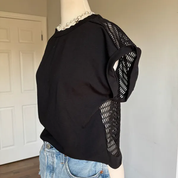 Banana Republic Black Mesh Back Short Sleeve Top Size S - Image 3