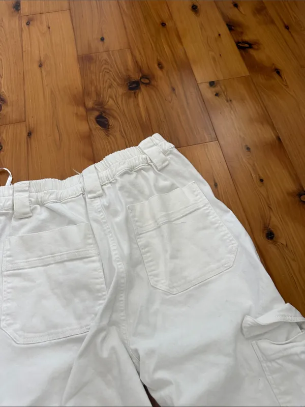 Cotton candy Medium White Jean Cargo Pants with Utility Pockets - Image 8