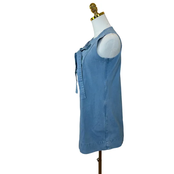 English Factory Denim Lace Up Mini Dress Large Shift Nautical Jean Western $110 - Image 8