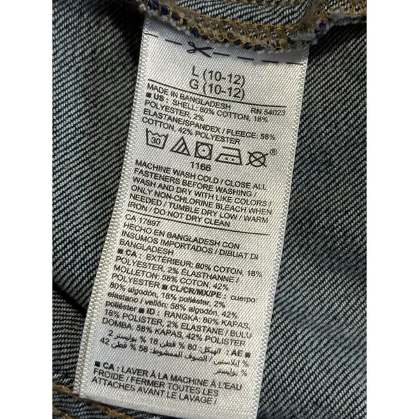 Old Navy Denim Short Jacket Juniors Size L (10-12) Hood‎ Pockets Button Up - Image 6