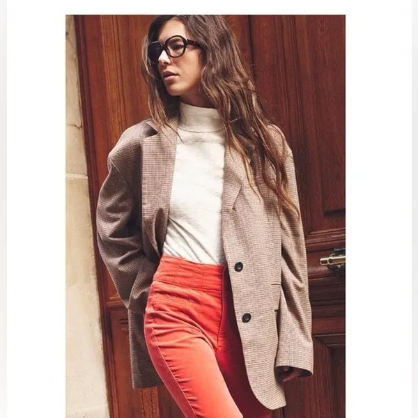 Free People Oversized Reggie Blazer in Ginger Combo Size L - Image 15
