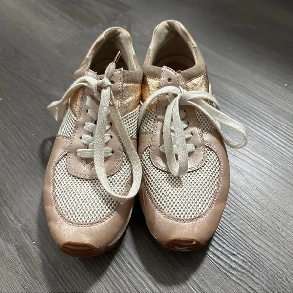 Michael Kors MK Allie Trainer Leather Pink‎ Gold Sneaker Shoes Size 8 - Image 4