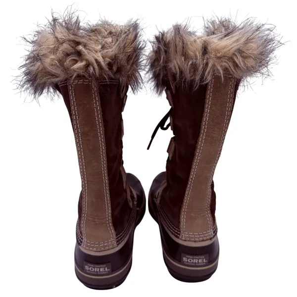 Sorel Women's Brown Joan of Arctic Leather Tall Lace Up Snow Boots Size 8 - Image 6