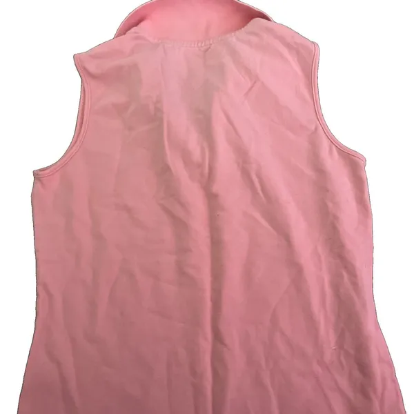 Tommy Hilfiger Polo Shirt Small Pink Cotton Preppy Sleeveless 90s Y2K Vtg Golf - Image 4