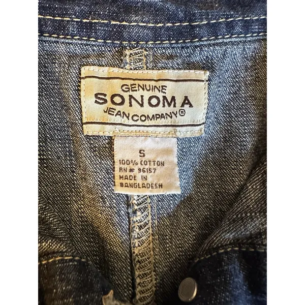 Y2K Sonoma Jean Dress Blue Denim Western Work School Sz. Small Button Down Retro - Image 2