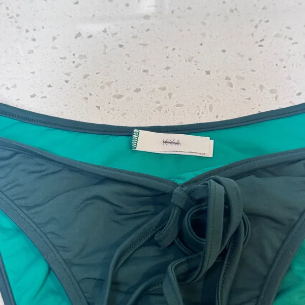 KYA‎ Swim Womens Dark Teal Tie Front Bikini Bottoms Size Medium M Made in USA - Image 3