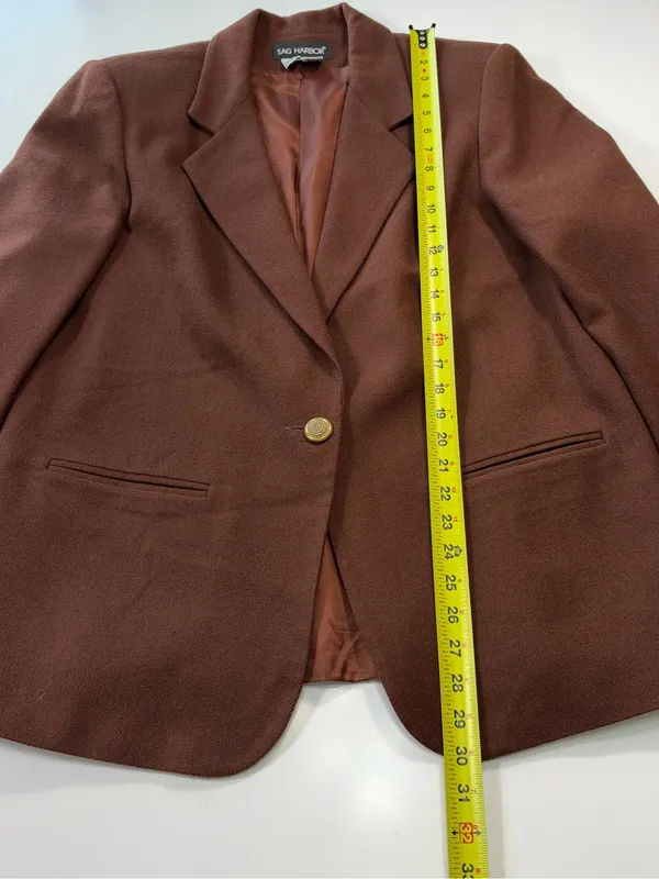 Sag Harbor 100% Wool Rich Brown Single-Breasted Blazer Size 14 - Image 3