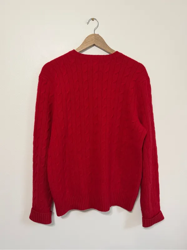 Ralph Lauren Cable Knit Wool Sweater Red Size Medium Women’s Relaxed Oversized - Image 6