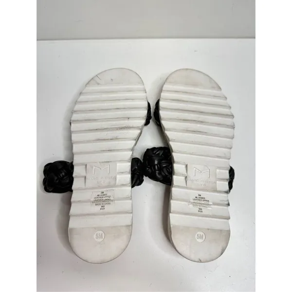 Marc Fisher Sandals Womens Size 5 Black Leather Jaimee Espadrille‎ Slide Shoes - Image 9