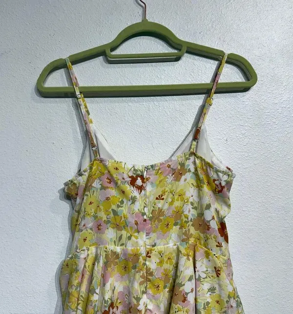 Storia Yellow Floral Tiered Romper Sz M - Image 7