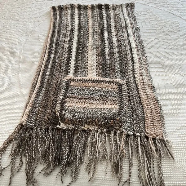 Chunky Knit Shawl with Oversized Pockets Brown - Image 8