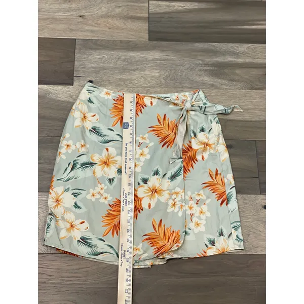 Sag Harbor Sage Green Floral Silk‑Cotton Wrap Skort Size 10 High‑Waist - Image 7